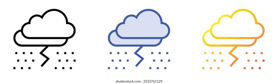 storm icon. Linear, Blue Fill and Gradient Style Design Isolated On White Background