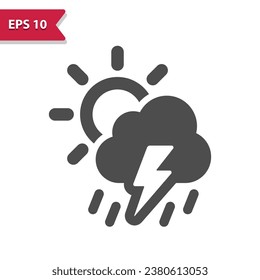 Storm Icon. Rain, Raining, Cloud, Sun, Lightning Bolt, Lightning Storm, Weather. Professional, pixel perfect icon, EPS 10 format.