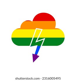 Storm icon. Rainbow gay LGBT rights colored Icon at white Background. Illustration.