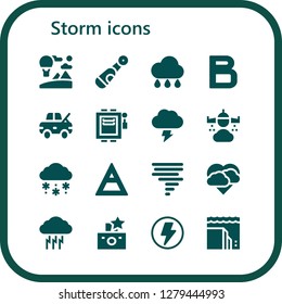  storm icon set. 16 filled storm icons. Simple modern icons about  - Sky, Electric, Rain, Bold, Damage, Electrical, Storm, Snow, Air, Tornado, Flash, Landslide