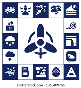 storm icon set. 17 filled storm icons.  Simple modern icons about  - Damage, Flash, Snow, Wind, Storm, Blower, Landslide, Weather, Rain, Bold, Sky, Forest fire, Tsunami, Air