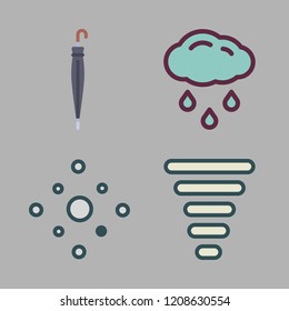 storm icon set. vector set about umbrella, tornado, hail and rain icons set.