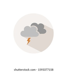 Storm. Icon with shadow on a beige circle. Fall vector illustration