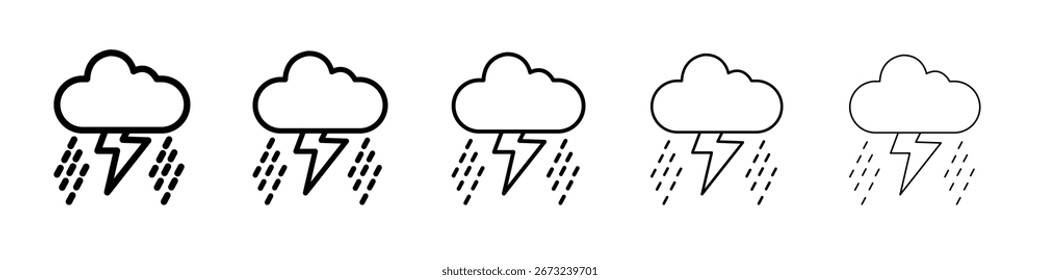Storm-Symbol dünne Linie Gliederungssatz oder Sammlung