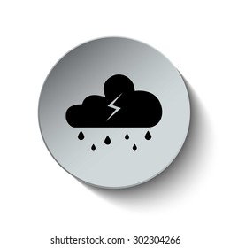 Storm icon. Thunderstorm icon. Thunder icon. Heavy rain icon. Weather icon. Button. Vector illustration