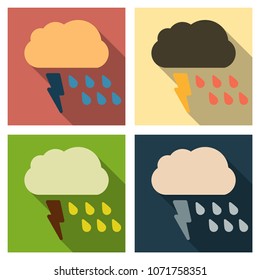 Storm Icon in trendy flat style isolated on color background. Rainstorm symbol for your web site design, logo, app, UI. Vector illustration, EPS10.