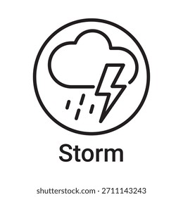 Icono de tormenta. Símbolo de línea de Vector para un Sitio web, tarjeta de producto, presentación y App móvil, embalaje o instrucción. Signo de esquema editable
