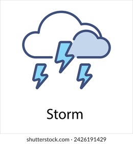 Storm Icon Vektor, Solch Linie Zeichen wie Herbst, Einreichung von Herbst-Icons. Vector Computer Isolierte Piktogramme für Web auf weißem Hintergrund Editable Stroke Stock Illustration