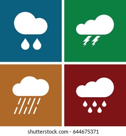 Storm icons set. set of 4 storm filled icons such as thunder