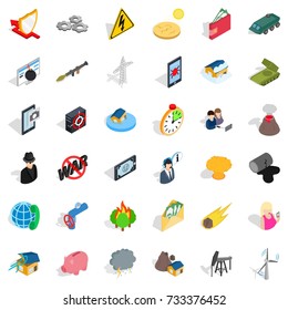 Storm icons set. Isometric style of 36 storm vector icons for web isolated on white background