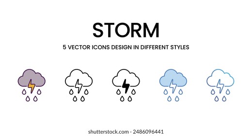 Storm icons vector set stock illustration.
