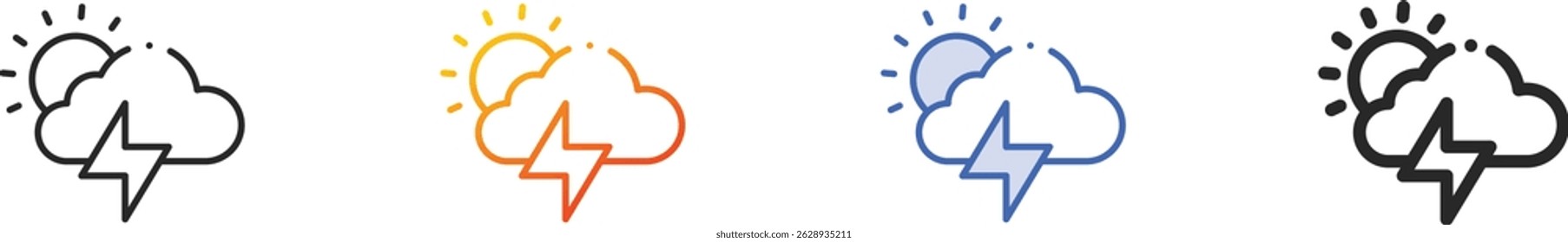 storm icon.Thin Linear, Gradient, Blue Stroke and bold Style Design Isolated On White Background