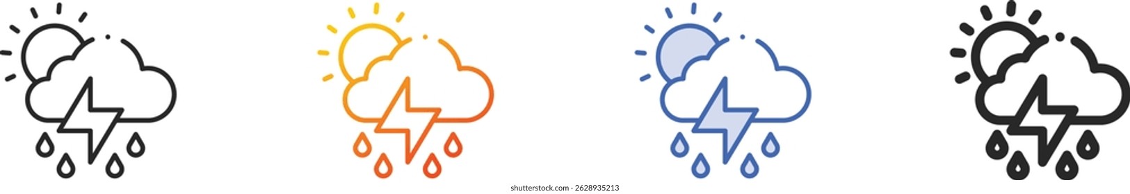 storm icon.Thin Linear, Gradient, Blue Stroke and bold Style Design Isolated On White Background