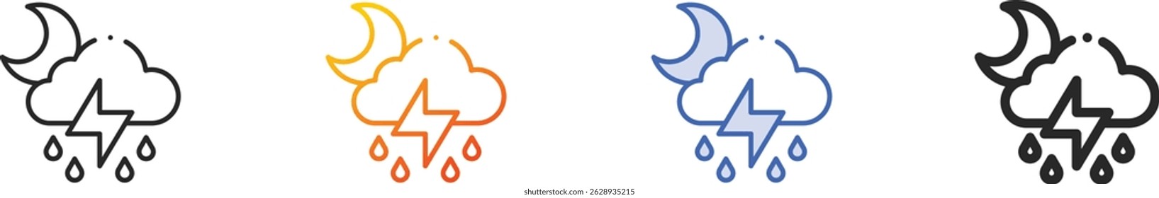 storm icon.Thin Linear, Gradient, Blue Stroke and bold Style Design Isolated On White Background
