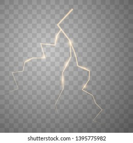 Storm illustration. Lightning isolated on transparent background. Vector illustration