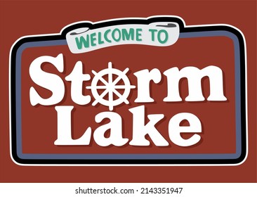 Storm Lake Iowa with red background 