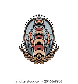 Lighthouse Tattoo Design Royalty Free Stock SVG Vector and Clip Art