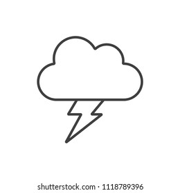 Storm lighting, storm line icon.