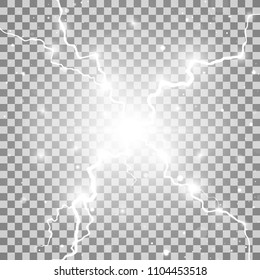 Storm Lightning Bolt. Isolated On Transparent Background. Vector Illustration, Eps 10.