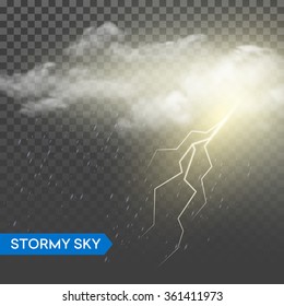 Storm lightning bolt. Isolated on transparent background. Vector illustration EPS10