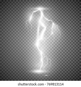 Storm lightning bolt. Vector illustration isolated on transparent background