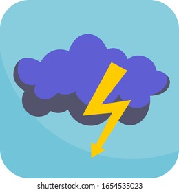 Tormenta - Icono Relámpago, Simple Con Fondo Azul
