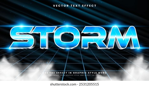 Storm Lightning vetor efeito de texto editável Modelo estilo simples