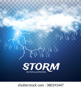 Storm & Lightning. Weather & Forecast Transparent Design. Vector illustration