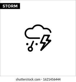 Storm line icon and solid vector sign, linear outline logo design illustration on white backround weather concept