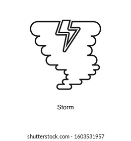 Storm linear icon vector on white background. Black icon illustration