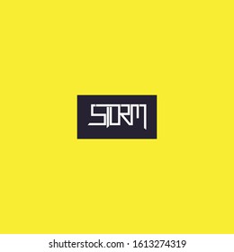 Storm logo writing with simple shapes and bold and unique colors.