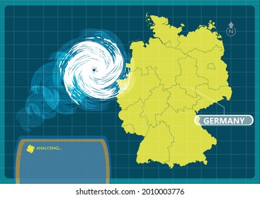 Storm Or Low Pressure Area Going To Germany. Editable Clip Art.