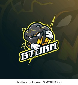 Storm mascot logo design vector with modern illustration concept style for badge, emblem and t shirt printing. Angry storm illustration for sport and esport team.