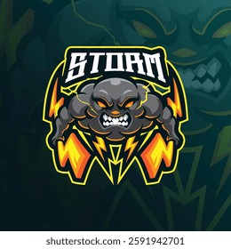 Storm mascot logo design vector with modern illustration concept style for badge, emblem and t shirt printing. Angry storm illustration.