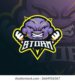 Sturm Maskottchen Logo Design Vektor. Wütende Sturm-Illustration für Sportteam.