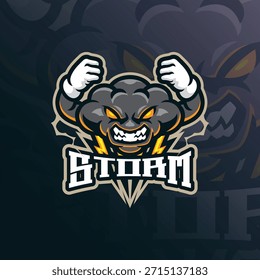 Sturm Maskottchen Logo Design Vektor. Wütendes Sturmbild für Sport- und Sportteam.