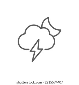tormenta con icono de luna, trueno de nubes e icono de luna