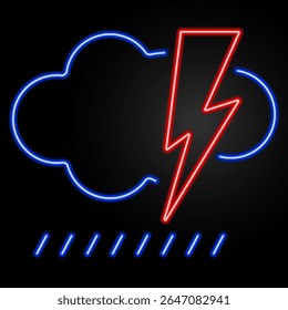 storm neon sign, modern glowing banner design, colorful modern design trend on black background. Vector illustration.