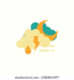 tormenta, icono de noche plana, icono aislado en fondo claro, perfecto para sitio web, blog, logo, diseño gráfico, medios sociales, interfaz de usuario, aplicación móvil