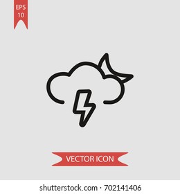 Storm at night vector icon illustration symbol