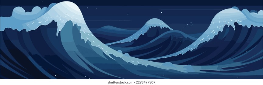 Storm ocean wide vector illustration