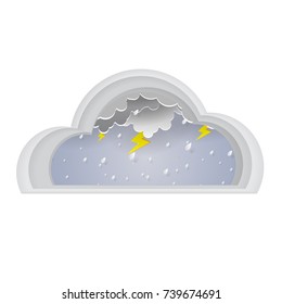 The storm paper cut vector art illustration.