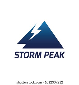 Storm peak, mountain extreme vector icon.