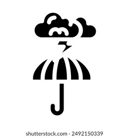 etiqueta resistente a las tormentas producto precaución glifo icono Vector. etiqueta resistente a las tormentas producto señal de precaución
