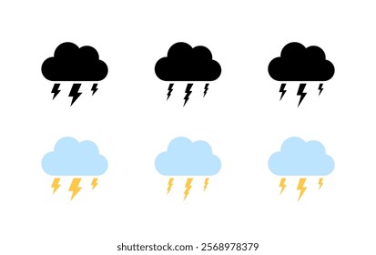 The storm set icons. Cloud icons. Flat and silhouette style. Vector icons.