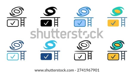 Storm Shelter icons set multiple style collection. Editable stroke 
