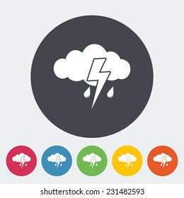 Storm. Single flat icon on the circle. Vector illustration.