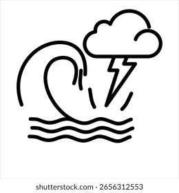 Ilustración vectorial de icono de contorno de oleada de tormenta