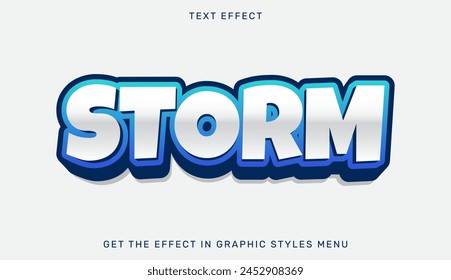 Storm text effect template in 3d design