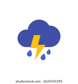 Storm or thunder icon, flat vector